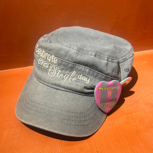 Celebrate everySingle day Silver embroidery Military cap